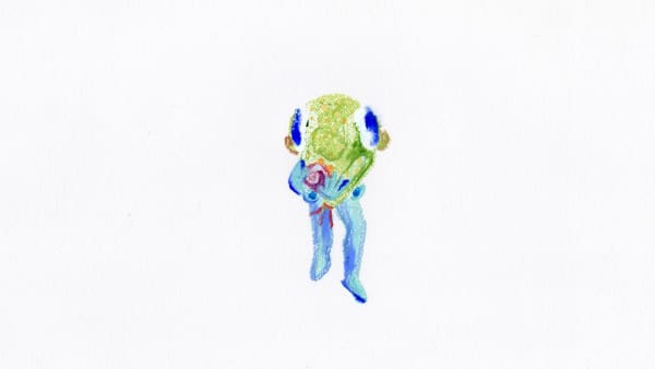 Cecilia Beaven, Statue of a Young Satyress Wearing a Theater Mask of Cipactli (Monotype 3), 2025