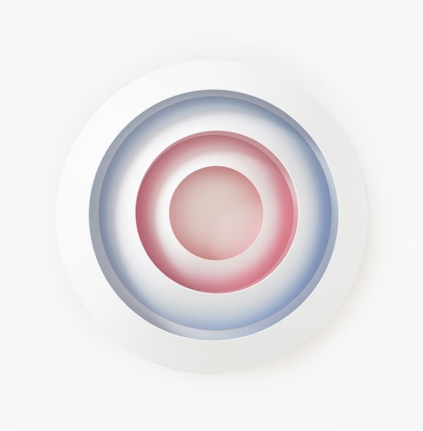 Luftwerk Aurae Trio No. 1, 2025 Aluminum and acrylic paint 26.375 inch diameter 3 inch depth