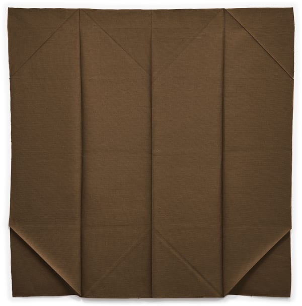Jo Sandman Untitled [#35] (Folded linen, brown), 1973 (ca.) Folded fabric, linen 44 x 39 inches (approximately)