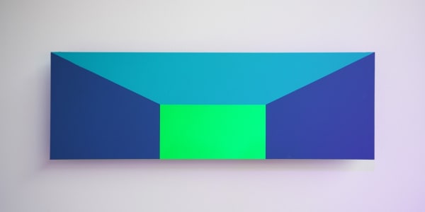 Luftwerk Open Frame 3, Perspective No. 1, 2025 Aluminum, acrylic and fluorescent paint 12 x 36 inches