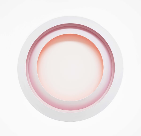 Luftwerk Aurae Duo No. 4, 2025 Aluminum and acrylic paint 33 inch diameter 3 inch depth