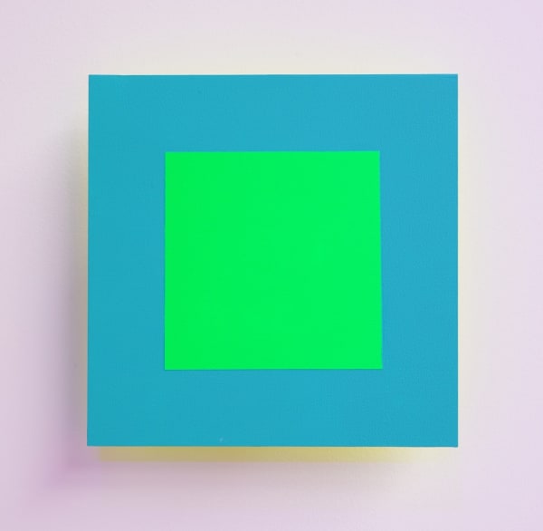 Luftwerk Open Frame 1, Perspective No. 1, 2025 Aluminum, acrylic and fluorescent paint 12 x 12 inches