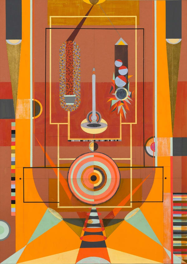 Hilma's Ghost [ORANGE] Creativity, New Opportunities, 2022 Gouache, ink, and colored pencil on Fabriano Murillo paper 39 x 27 inches