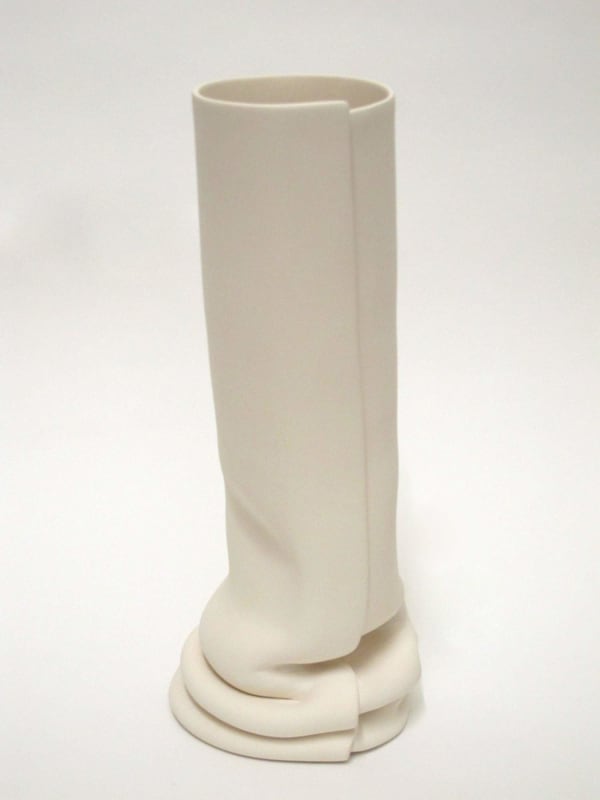 Alyson Shotz Recumbent Fold #7 (Vase), 2019 Unglazed porcelain 18 x 9 x 9 inches