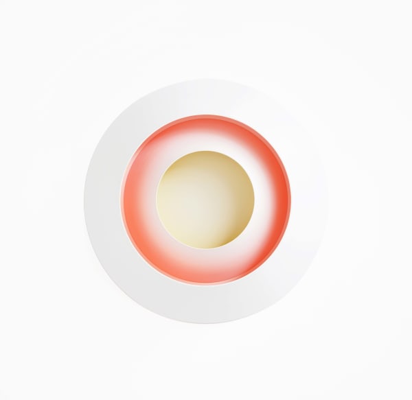 Luftwerk Aurae Duo No. 2, 2025 Aluminum and acrylic paint 19.75 inch diameter 3 inch depth