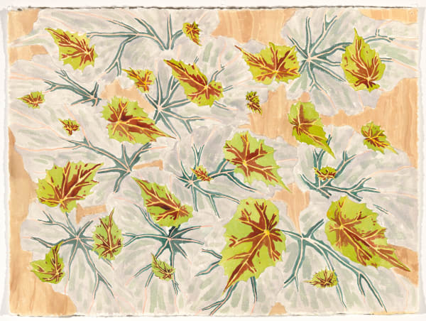 Silver Begonias with Wood