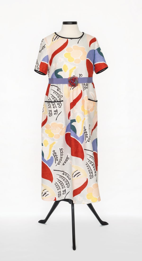 Dress in Duncan Grant's "Queen Mary" Fabric