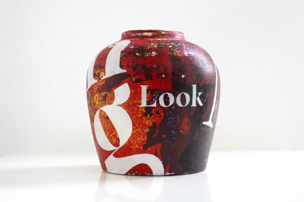 Hashan Cooray Look Nothing, 2023 Mixed Media on Clay Ginger Jar 20 cm x 22 cm x 22 cm