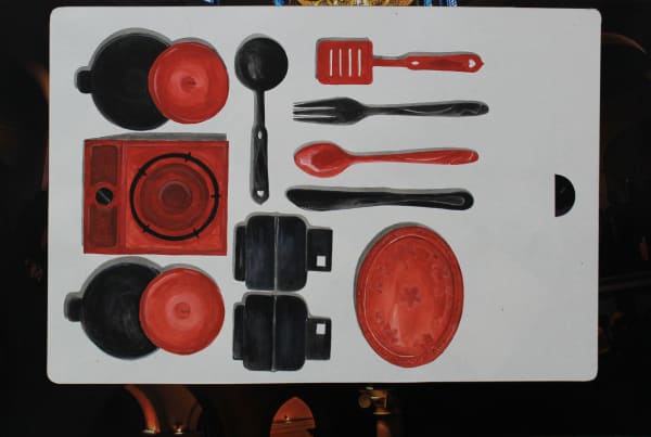 Pradeep Thalawatta What We Choose to Keep, Throw Away and Remember III, 2025 Acrylic, Paper and Print on Archival Photo Paper 36 x 41 cm 14 1/8 x 16 1/8 in