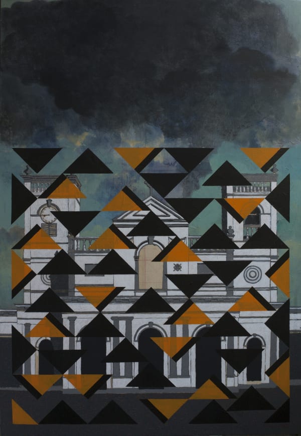 Gayan Prageeth Eyes Only , 2021 Acrylic and Japanese Ink on Rice Paper on Canvas 178 x 122 cm 70 1/8 x 48 1/8 in