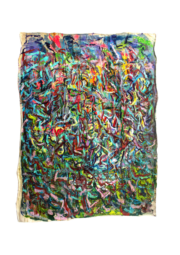 Chudamani Clowes Veridian Green Floating House Panel 4, 2025 Mixed Media on Linen Flax 230 x 187 cm 90 1/2 x 73 5/8 in