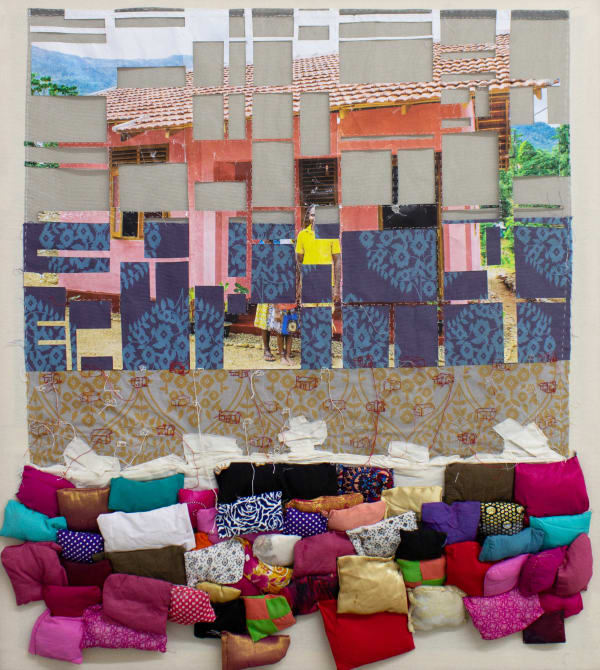 Hema Shironi Allay Fears, 2020 Polyfill, Printed Paper Stitched on Net 126 x 114cm