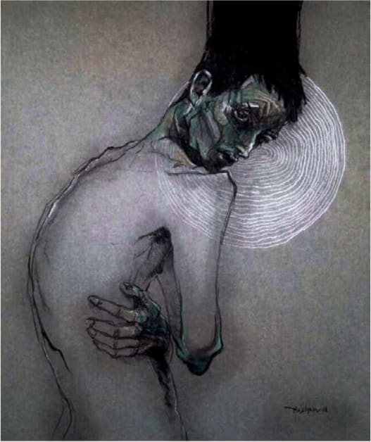 Hashan Cooray Beggar, 2017 Mixed media on Board 62cm x 52xcm