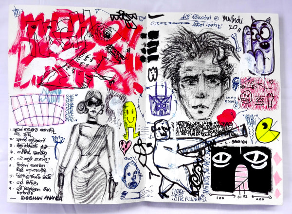 Muvindu Binoy Mythopoetic 17, 2020 Mixed Media on Sketchbook Paper 21 x 30 cm 8 1/4 x 11 3/4 in