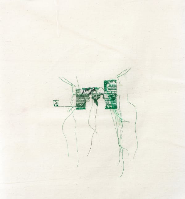 Hema Shironi A Home Away from Home I, 2022 Stitched on Fabric 37 x 37 cm 14 5/8 x 14 5/8 in