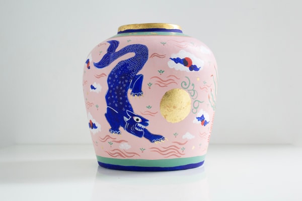 Mika Tennekoon Untitled, 2023 Mixed Media on Clay Ginger Jar 20 cm x 22 cm x 22 cm