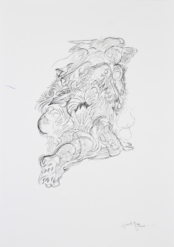 Jagath Weerasinghe Caught in a Mess, 2024 Pen on Paper 35 x 25 cm 13 3/4 x 9 7/8 in