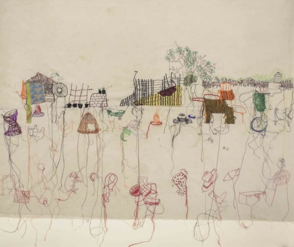 Hema Shironi Buried Alive Stories, 2020 Embroidery on Cloth 95 x 104 cms 37 2/5 x 40 47/50 inches