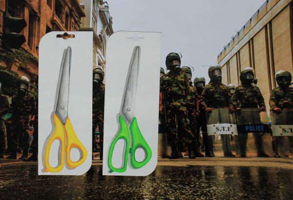 Pradeep Thalawatta What We Choose to Keep, Throw Away and Remember VII, 2025 Acrylic, Paper and Print on Archival Photo Paper 36 x 41 cm 14 1/8 x 16 1/8 in