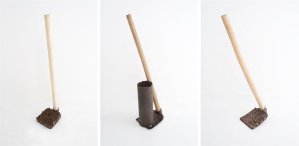 M.Vijitharan Motherland II, III, IV, 2015 Found ammunition, wood Variable