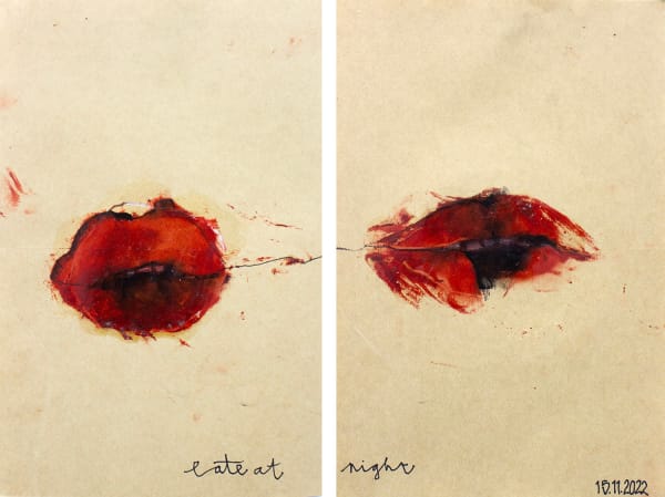 Fabienne Francotte Late At Night, 2022 Mixed Media on Paper 26 x 34 cm 10 1/4 x 13 3/8 in