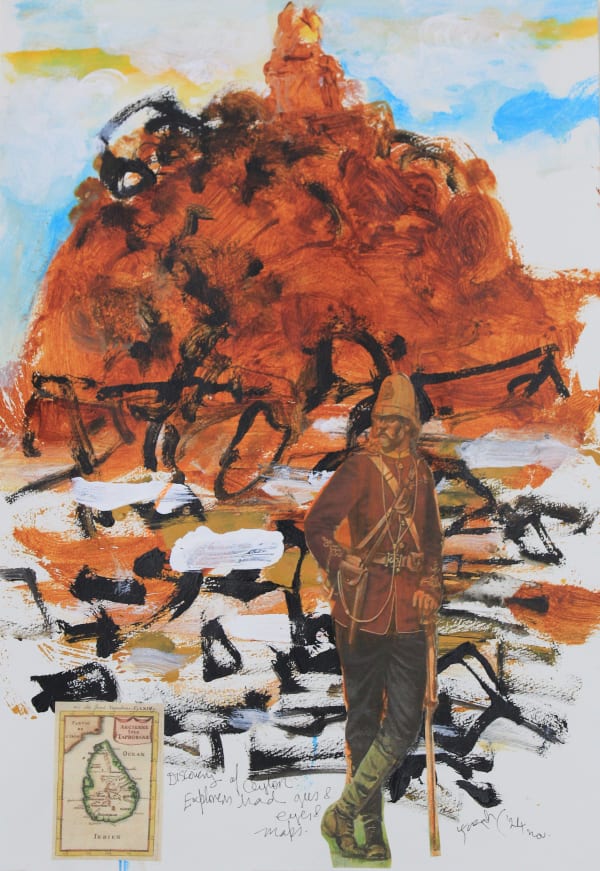 Jagath Weerasinghe Discovery of Ceylon : Explorers Have Eyes and Guns 3, 2024 Mixed Media on Paper 42 x 29 cm 16 1/2 x 11 3/8 in
