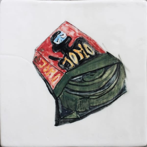 Mayun Kaluthanthri J.O.M.O / The Joy of Missing Out!, 2025 Ceramic Tablet 16 x 16 cm 6 1/4 x 6 1/4 in