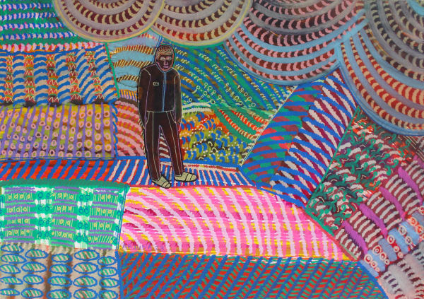 Arjuna Gunarathne Working Visa lll, 2023 Ink and Pigment Pen on Paper 30cm x 42cm 11 3/4 x 16 1/2 in