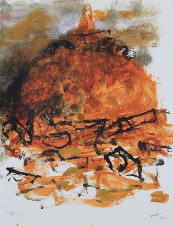 Jagath Weerasinghe Discovery of Ceylon : Ruined Stupa 4, 2024 Acrylic on Paper 39 x 30 cm 15 3/8 x 11 3/4 in