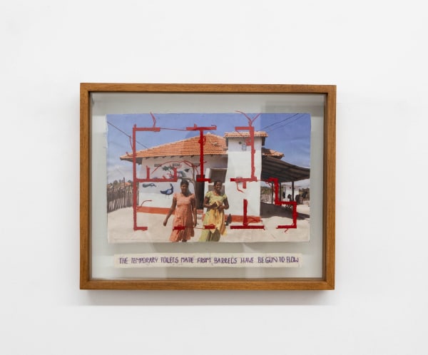 Hema Shironi One Loan is Taken to Settle Another IV, 2023 Hand Embroidery on Printed Fabric and Cotton Fabric 22 x 41 cm 8 5/8 x 16 1/8 in