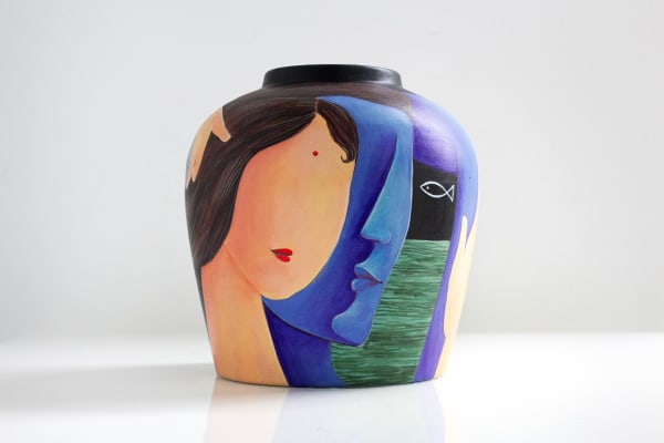 Yuwantha Yasas Silva Horizon of Love, 2023 Mixed Media on Clay Ginger Jar 20 cm x 22 cm x 22 cm