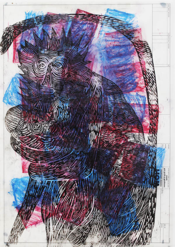 Chudamani Clowes Corallium Journey Passport 2, 2025 Mixed Media on Tracing Paper 84 x 64 cm 33 1/8 x 25 1/4 in