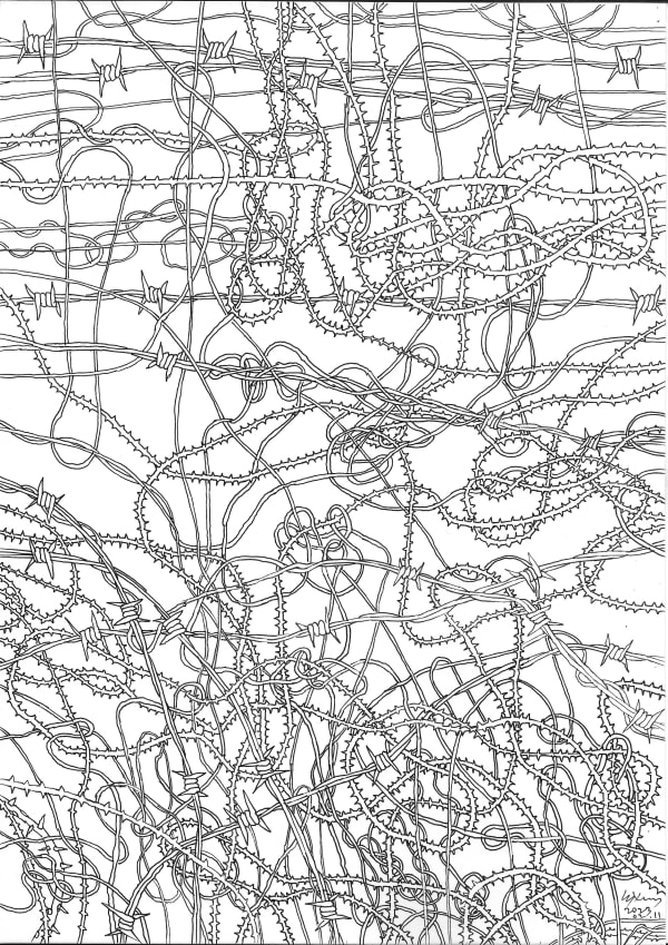 Chandraguptha Thenuwara Three Elements, 2023 Ink on Paper 21 x 30 cm 8 1/4 x 11 3/4 in
