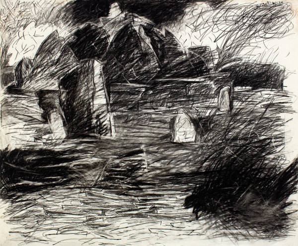 Jagath Weerasinghe Ruined Landscape with a Stupa, 1989 Charcoal on Paper 76.5 x 92.16 cm 30 1/8 x 36 1/4 in