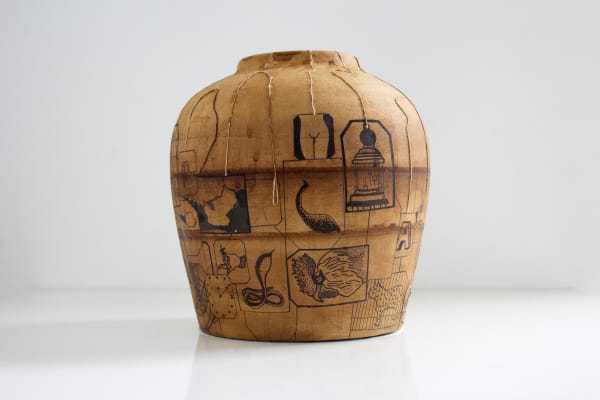 Hanusha Somasunderam Untitled, 2023 Mixed Media on Clay Ginger Jar 20 cm x 22 cm x 22 cm