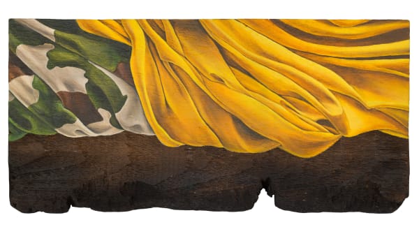 Malinda Jayasinghe Saffron Borders III, 2024 Oil Paint on Wood 15 x 31 cm 5 7/8 x 12 1/4 in