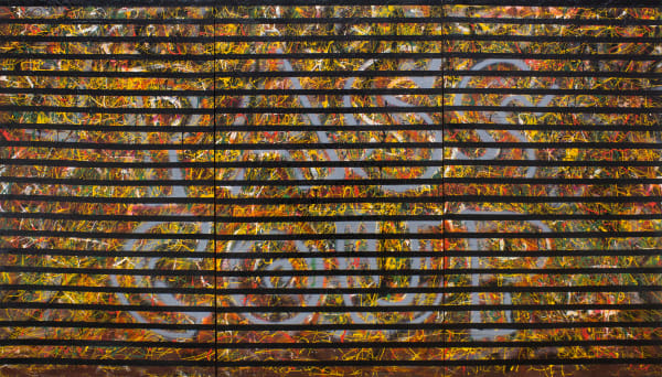 Chandraguptha Thenuwara BLINDS: PASS COUP, 2021 Mixed Media on Aluminium 153 x 275 cm 60 1/4 x 108 1/4 in