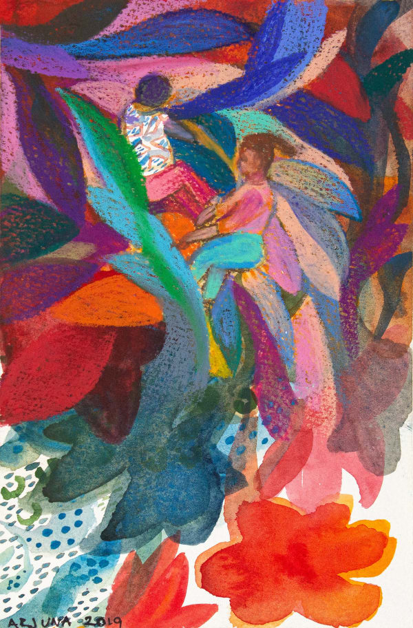 Arjuna Gunarathne A Day at the Park 2 , 2019 Water Colour and Crayon on Paper 20 x 13 cm 7 7/8 x 5 1/8 in