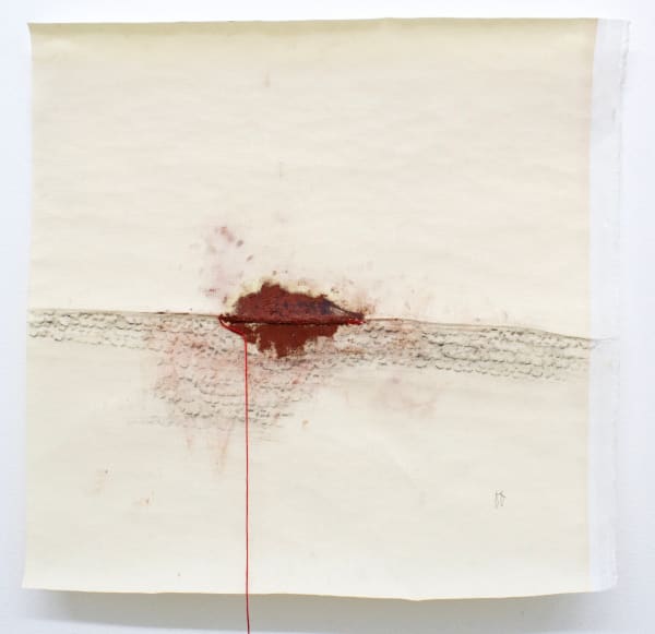 Fabienne Francotte The Thickness of Silence VI, 2022 Oil and Embroidery on Canvas 39 x 40 cm 15 3/8 x 15 3/4 in