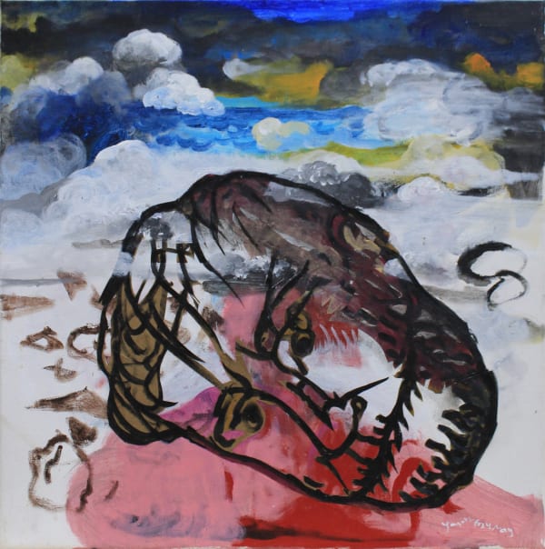 Jagath Weerasinghe Under the Dark Sky : Head, 2024 Mixed Media on Canvas 50 x 50 cm 19 3/4 x 19 3/4 in