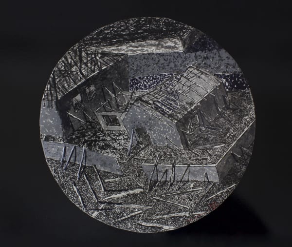 Gayan Prageeth Bitter Kitchen IV, 2021 Japanese Ink and Acrylic on Rice Paper on Aluminium Bowl 43cm x 43cm x 7cm