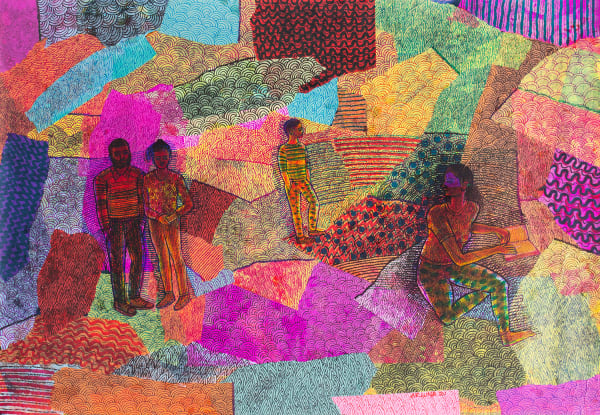 Arjuna Gunarathne Wondering 4, 2022 Mixed Media on Paper 42 x 59 cm 16 1/2 x 23 1/4 in