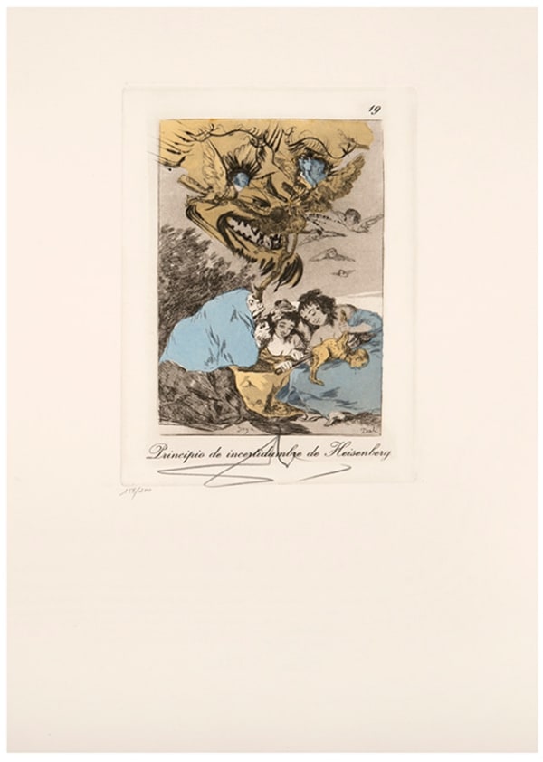 Salvador Dalí, Plate 19 – “Principio de incertidumbre de Heisenberg”, from Les Caprices de Goya, 1977