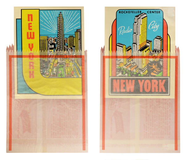 Joe Tilson, Joe Tilson, New York Decals 3 and 4, two screenprints in colours, 1967, 1967