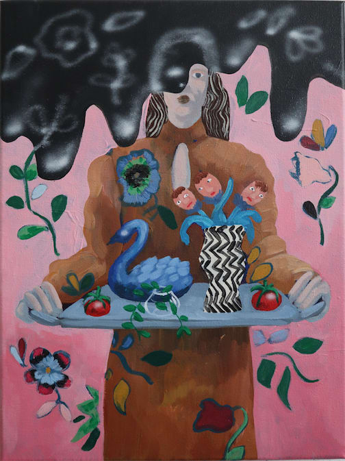 Heidi Ukkonen The Silent face, 2021 Egg tempera acrylics on cotton 30 x 40 cm