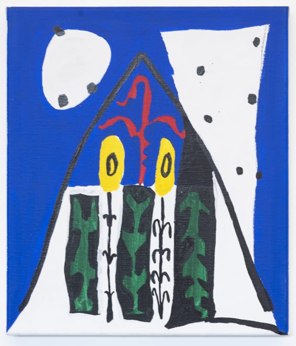 Fleur De Roeck Tipi in de nacht, 2019 Ink & acrylic on canvas 35 x 30,3 cm