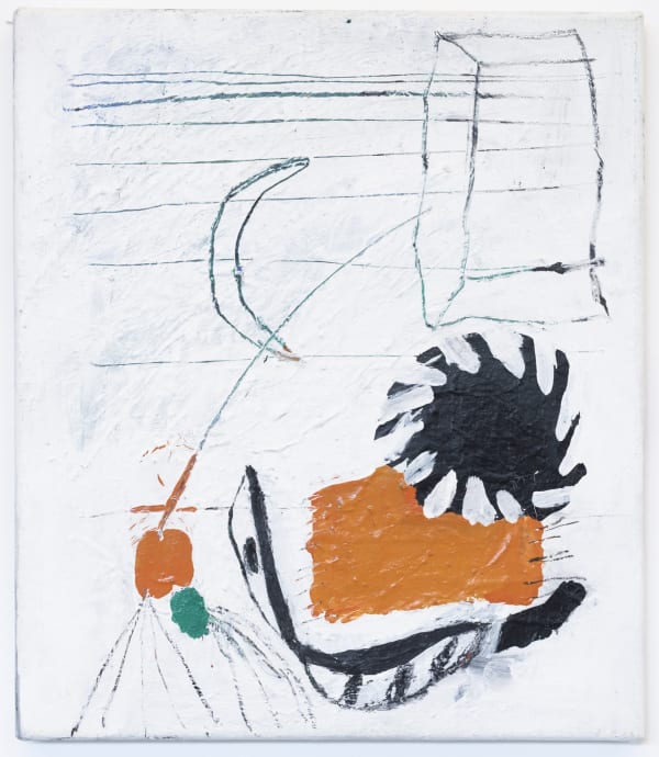 Fleur De Roeck À travers une fenêtre, 2018 Ink, acrylic, paint & charcoal on canvas 35 x 30,3 cm