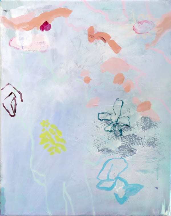 Catharina Dhaen Bloemen vergaan, 2021 acrylics, spray, vinyl on linen 50 x 40 cm