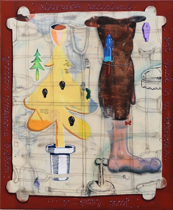 Stijn Bastianen kerstboomprothese, 2022 mixed media on canvas 60 x 50 cm