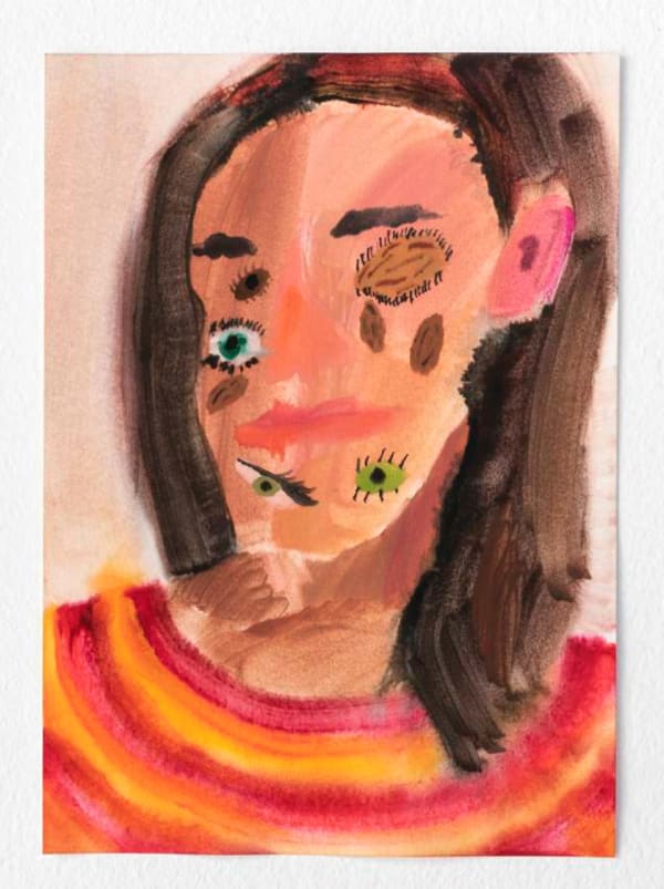 Nabeeha Mohamed Self portrait with Green and Almond Eyes, 2020 Watercolour on paper 30 x 21 cm